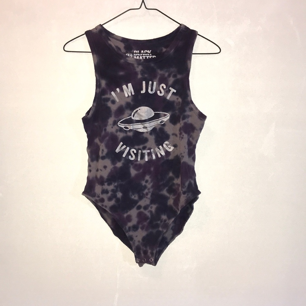 Black Matter purple tie dye snap crotch top